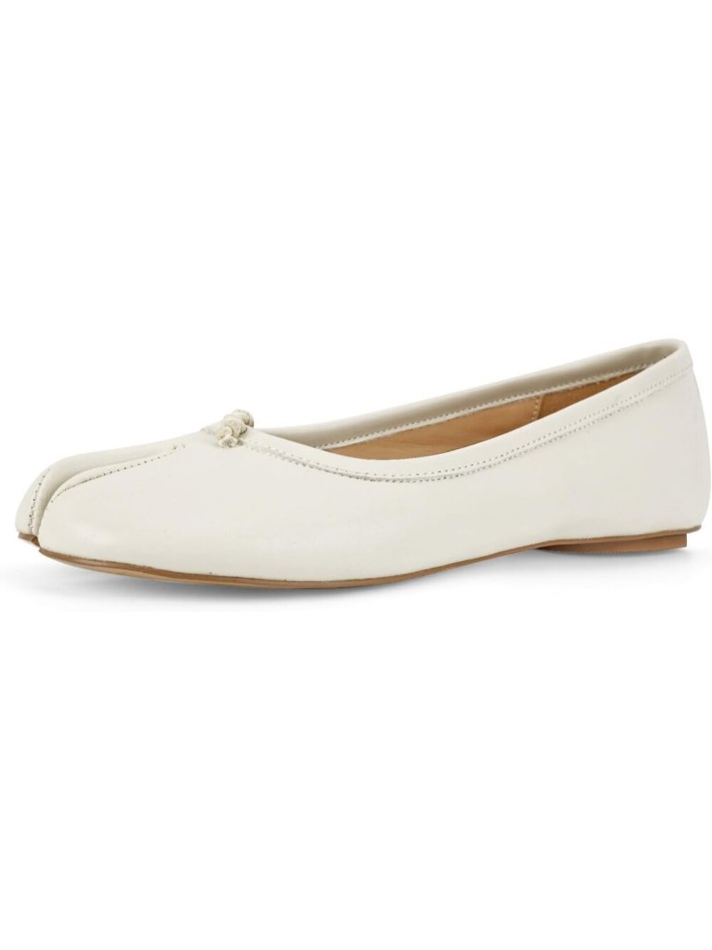 Women's White Comfort Work Tabi Split Toe Low Heel Casual Ballet Flat Shoes